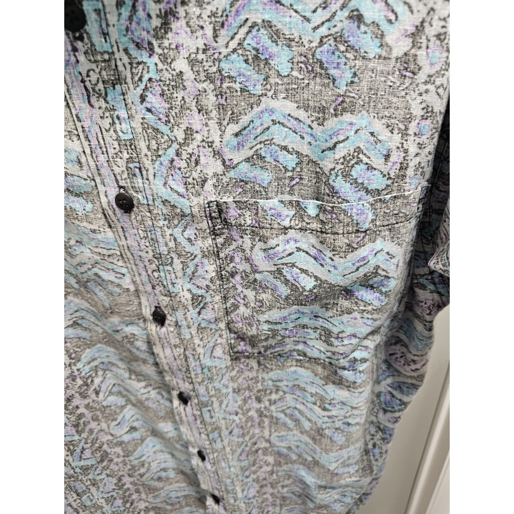 Vintage Body Objects Mens Shirt Abstract Geometric Blue Purple Gray USA Made XL - Picture 3 of 12
